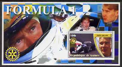 Guinea - Conakry 2003 Formula 1 perf s/sheet #1 containing 1 value (Mika Hakkinen) with Rotary logo unmounted mint, stamps on , stamps on  stamps on personalities, stamps on  stamps on  f1 , stamps on  stamps on formula 1, stamps on  stamps on racing cars, stamps on  stamps on cars, stamps on  stamps on rotary