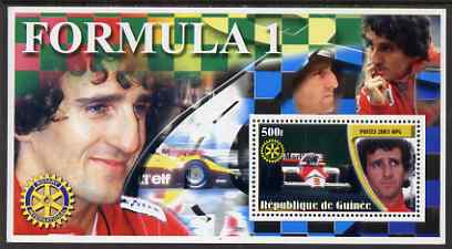 Guinea - Conakry 2003 Formula 1 perf s/sheet #6 containing 1 value (Alain Prost) with Rotary logo unmounted mint, stamps on , stamps on  stamps on personalities, stamps on  stamps on  f1 , stamps on  stamps on formula 1, stamps on  stamps on racing cars, stamps on  stamps on cars, stamps on  stamps on rotary