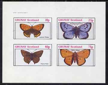 Grunay 1982 Butterflies (Lycena phleas etc) imperf set of 4 values (10p to 75p) unmounted mint, stamps on butterflies
