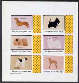 Grunay 1983 Dogs (Dachshund, Scottie, Peke, Maltese etc) imperf set of 6 values (15p to 75p) unmounted mint, stamps on animals    dogs