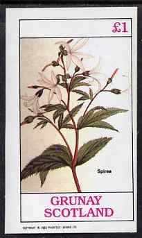 Grunay 1983 Flowers #16 (Spirea) imperf souvenir sheet (£1 value) unmounted mint, stamps on flowers
