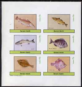 Bernera 1983 Fish (Cod, Pollack, Bass, Bream, Flounder & Boar) imperf set of 6 values unmounted mint, stamps on fish, stamps on marine life