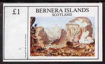 Bernera 1981 Paintings of Battles imperf souvenir sheet (£1 value) unmounted mint, stamps on battles, stamps on arts