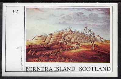 Bernera 1981 Paintings of Battles imperf deluxe sheet (£2 value) unmounted mint, stamps on battles, stamps on arts