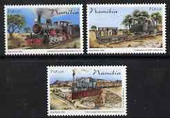Namibia 2006 Railway Centenary perf set of 3 unmounted mint, stamps on railways