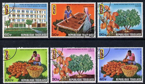 Togo 1971 Int Cocoa Day set of 6 cto used, SG 811-16*, stamps on food, stamps on drink