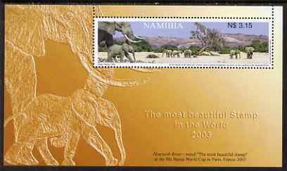 Namibia 2003 Stamp Design Award Winner perf m/sheet (Elephants) unmounted mint SG MS953, stamps on animals, stamps on elephant, stamps on elephants