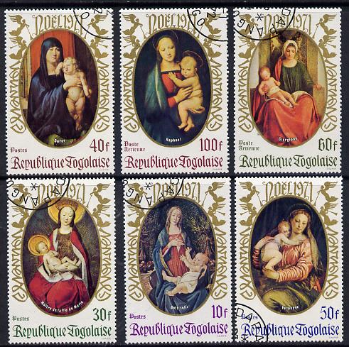 Togo 1971 Christmas (Paintings of Virgin & Child) set of 6 cto used, SG 855-60*, stamps on , stamps on  stamps on arts  christmas