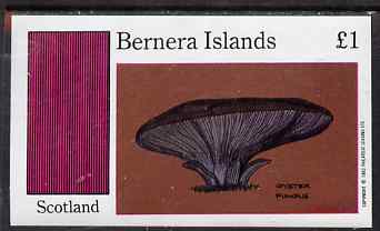 Bernera 1983 Fungi (Oyster Fungus) imperf souvenir sheet (£1 value) unmounted mint, stamps on fungi.food