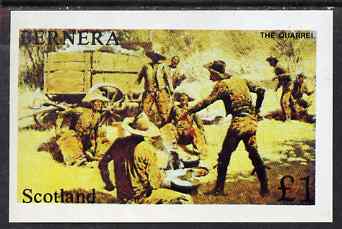 Bernera 1981? Wild West imperf souvenir sheet (£1 value - The Quarrel) unmounted mint, stamps on americana