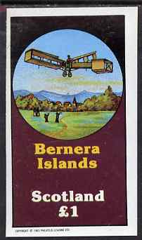 Bernera 1983 Early Aircraft imperf souvenir sheet (Â£1 value) unmounted mint, stamps on , stamps on  stamps on aviation