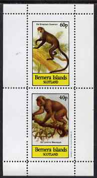 Bernera 1983 Primates (Guenon & Macaque) perf set of 2 values unmounted mint, stamps on , stamps on  stamps on animals, stamps on  stamps on apes