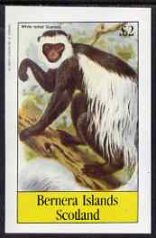 Bernera 1983 Primates (Guereza) imperf deluxe sheet (£2 value) unmounted mint, stamps on animals, stamps on apes