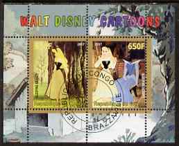 Congo 2007 Walt Disney Cartoons perf s/sheet #03 containing 2 values fine cto used, stamps on , stamps on  stamps on films, stamps on  stamps on cinema, stamps on  stamps on movies, stamps on  stamps on disney, stamps on  stamps on 