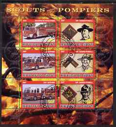 Djibouti 2007 Scouts & Fire Engines #2 perf sheetlet containing 6 values fine cto used , stamps on fire, stamps on scouts
