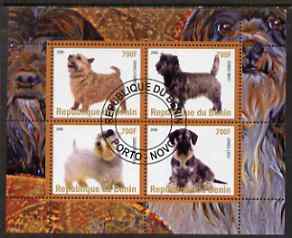 Benin 2008 Dogs #1 perf sheetlet containing 4 values fine cto used, stamps on , stamps on  stamps on dogs