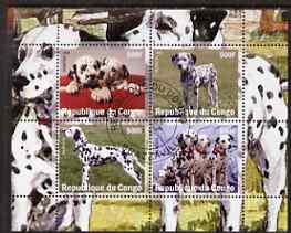 Congo 2008 Dogs #1 (Dalmations) perf sheetlet containing 4 values fine cto used, stamps on , stamps on  stamps on dogs, stamps on  stamps on dalmations