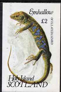 Eynhallow 1983 Ocellated Lizard imperf deluxe sheet (£2 value) unmounted mint, stamps on animals, stamps on reptiles, stamps on lizards
