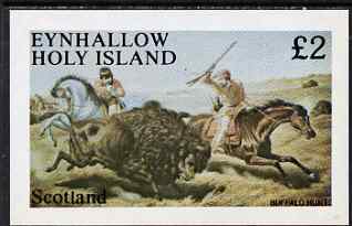 Eynhallow 1983 Wild West imperf deluxe sheet (Â£2 value - Buffalo Hunt) unmounted mint, stamps on , stamps on  stamps on americana, stamps on  stamps on wild-west, stamps on  stamps on wild west, stamps on  stamps on buffalo.bovine, stamps on  stamps on bison
