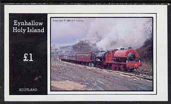 Eynhallow 1981 Steam Locos #01 imperf souvenir sheet (£1 value - Saddle-tank double headed) unmounted mint, stamps on railways