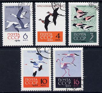 Russia 1962 Birds set of 5 cto used, SG 2783-87, stamps on birds, stamps on starling, stamps on goose, stamps on crane, stamps on flamingo