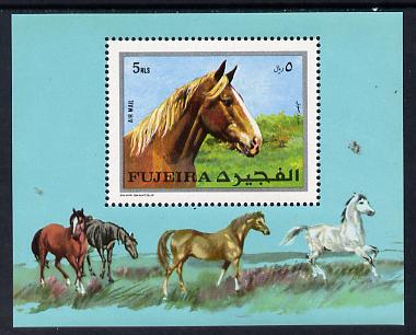 Fujeira 1970 Horses m/sheet unmounted mint (Mi BL 33A) , stamps on , stamps on  stamps on animals  horse