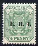 Transvaal 1901-02 E.R.I. overprint on 1/2d green unmounted mint, SG 238, stamps on , stamps on  qv , stamps on 