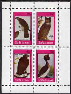 Staffa 1983 Birds (Hawks, Grebe & Owl) perf set of 4 values unmounted mint, stamps on , stamps on  stamps on birds, stamps on  stamps on birds of prey, stamps on  stamps on hawks, stamps on  stamps on grebes, stamps on  stamps on owls