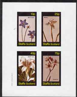 Staffa 1982 Flowers #55 imperf set of 4 values (Bell Flower, Morea, Ixia & Gardenia) unmounted mint, stamps on flowers