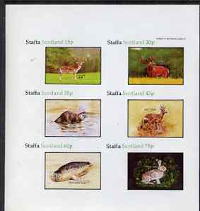 Staffa 1983 Wildlife imperf  set of 6 values unmounted mint, stamps on , stamps on  stamps on animals, stamps on  stamps on deer, stamps on  stamps on otters, stamps on  stamps on seals, stamps on  stamps on rabbits