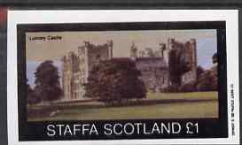 Staffa 1982 Stately Homes - Lumley Castle imperf souvenir sheet (Â£1 value) unmounted mint, stamps on castles