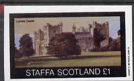 Staffa 1982 Stately Homes - Lumley Castle imperf souvenir sheet (£1 value) unmounted mint, stamps on castles