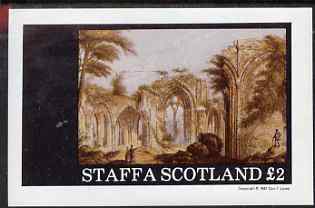 Staffa 1981 Painting of Church Ruins imperf deluxe sheet (£2 value) unmounted mint, stamps on religion, stamps on arts, stamps on churches, stamps on ruins
