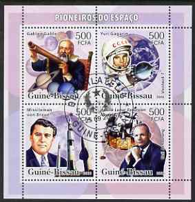 Guinea - Bissau 2006 Pioneers of Space perf sheetlet containing 4 values fine cto used, stamps on , stamps on  stamps on space, stamps on  stamps on rockets, stamps on  stamps on galilei, stamps on  stamps on galileo, stamps on  stamps on apollo, stamps on  stamps on 