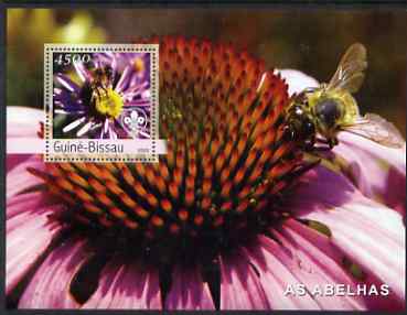 Guinea - Bissau 2003 Bees perf s/sheet containing 1 x 4500 value (with Scouts logo) unmounted mint Mi BL 446, stamps on , stamps on  stamps on bees, stamps on  stamps on honey, stamps on  stamps on insects, stamps on  stamps on scouts