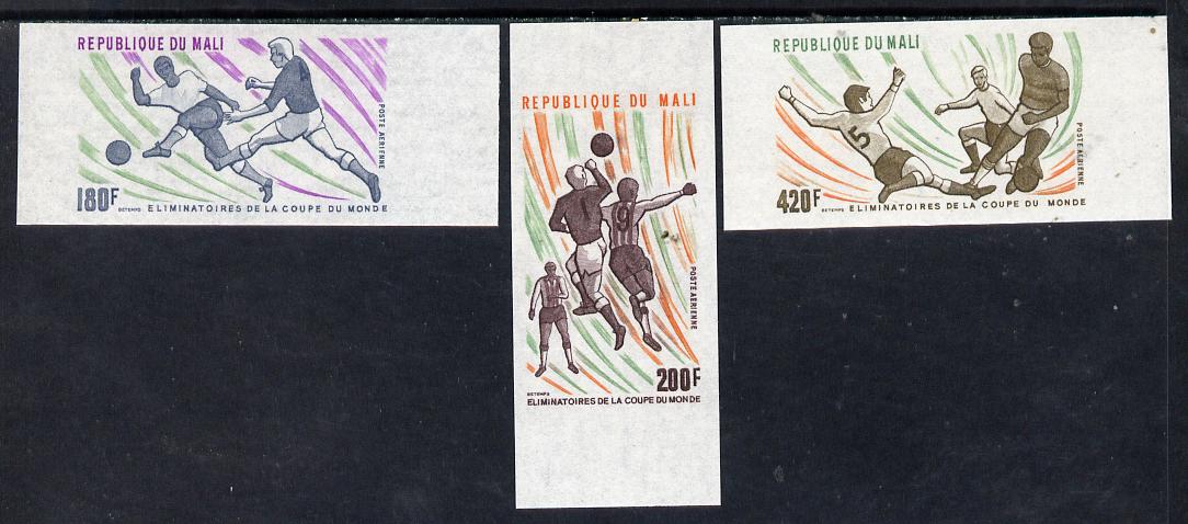 Mali 1977 Football World Cup Elimination imperf set of 3 from limited printing unmounted mint, as SG 605-07, stamps on , stamps on  stamps on football