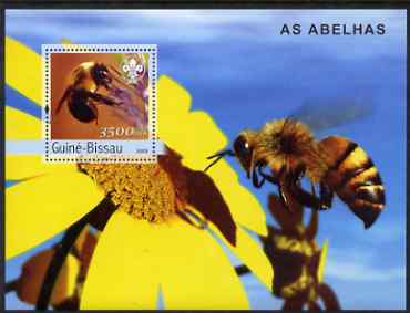 Guinea - Bissau 2003 Bees perf s/sheet containing 1 x 3500 value (with Scouts logo) unmounted mint Mi BL 445, stamps on , stamps on  stamps on bees, stamps on  stamps on honey, stamps on  stamps on insects, stamps on  stamps on scouts