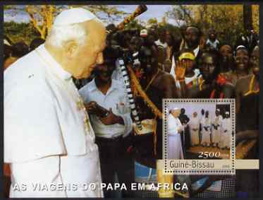 Guinea - Bissau 2003 Pope's Travels to Africa perf s/sheet containing 1 x 2500 value unmounted mint Mi BL 441, stamps on , stamps on  stamps on personalities, stamps on  stamps on pope, stamps on  stamps on popes, stamps on  stamps on religion, stamps on  stamps on , stamps on  stamps on pope