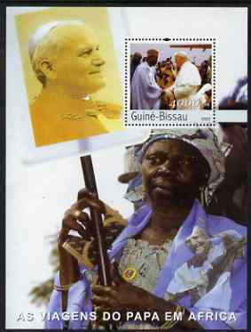 Guinea - Bissau 2003 Popes Travels to Africa perf s/sheet containing 1 x 4000 value unmounted mint Mi BL 444, stamps on personalities, stamps on pope, stamps on popes, stamps on religion, stamps on , stamps on pope