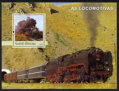 Guinea - Bissau 2003 Locomotives perf s/sheet containing 1 x 3500 value unmounted mint Mi BL 448, stamps on railways