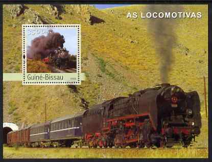 Guinea - Bissau 2003 Locomotives perf s/sheet containing 1 x 3500 value unmounted mint Mi BL 448, stamps on , stamps on  stamps on railways