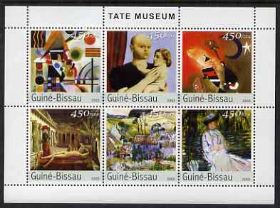 Guinea - Bissau 2003 The Tate Museum perf sheetlet containing 6 x 450 values unmounted mint Mi 2676-81, stamps on , stamps on  stamps on arts, stamps on  stamps on museums, stamps on  stamps on 