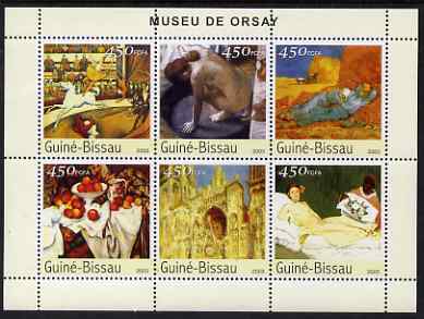 Guinea - Bissau 2003 The Orsay Museum perf sheetlet containing 6 x 450 values unmounted mint Mi 2664-69, stamps on , stamps on  stamps on arts, stamps on  stamps on museums, stamps on  stamps on nudes