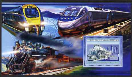 Guinea - Conakry 2006 American Trains perf s/sheet #1 containing 1 value (Big-Boy 1941) unmounted mint , stamps on railways, stamps on americana