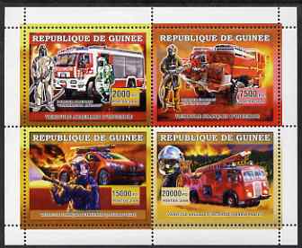 Guinea - Conakry 2006 European Fire Engines perf sheetlet containing 4 values unmounted mint, stamps on , stamps on  stamps on fire