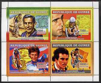Guinea - Conakry 2006 Cycling perf sheetlet containing 4 values unmounted mint, stamps on sport, stamps on bicycles, stamps on olympics, stamps on maps