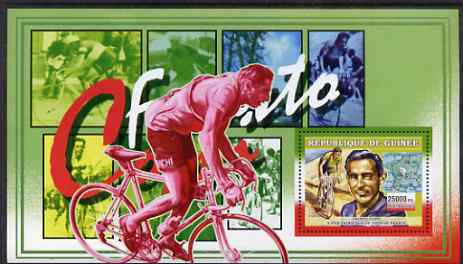 Guinea - Conakry 2006 Cycling perf s/sheet #1 containing 1 value (Fausto Coppi) unmounted mint , stamps on sport, stamps on bicycles, stamps on maps