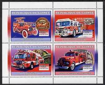 Guinea - Conakry 2006 American Fire Engines perf sheetlet containing 4 values unmounted mint, stamps on , stamps on  stamps on fire