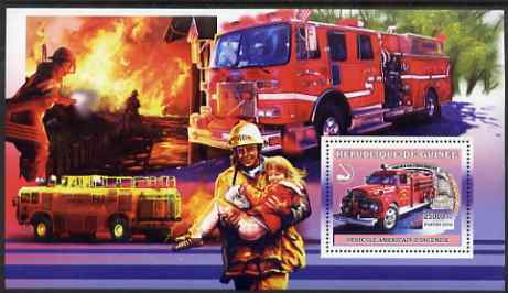 Guinea - Conakry 2006 American Fire Engines perf s/sheet #4 containing 1 value (Unspecified) unmounted mint , stamps on , stamps on  stamps on fire