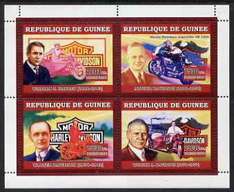 Guinea - Conakry 2006 Harley Davidson Motorcycles perf sheetlet containing 4 values unmounted mint, stamps on motorbikes, stamps on personalities